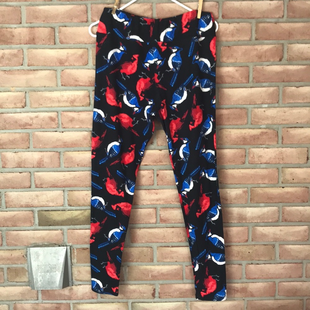 Lularoe blue jay and cardinal TC leggings